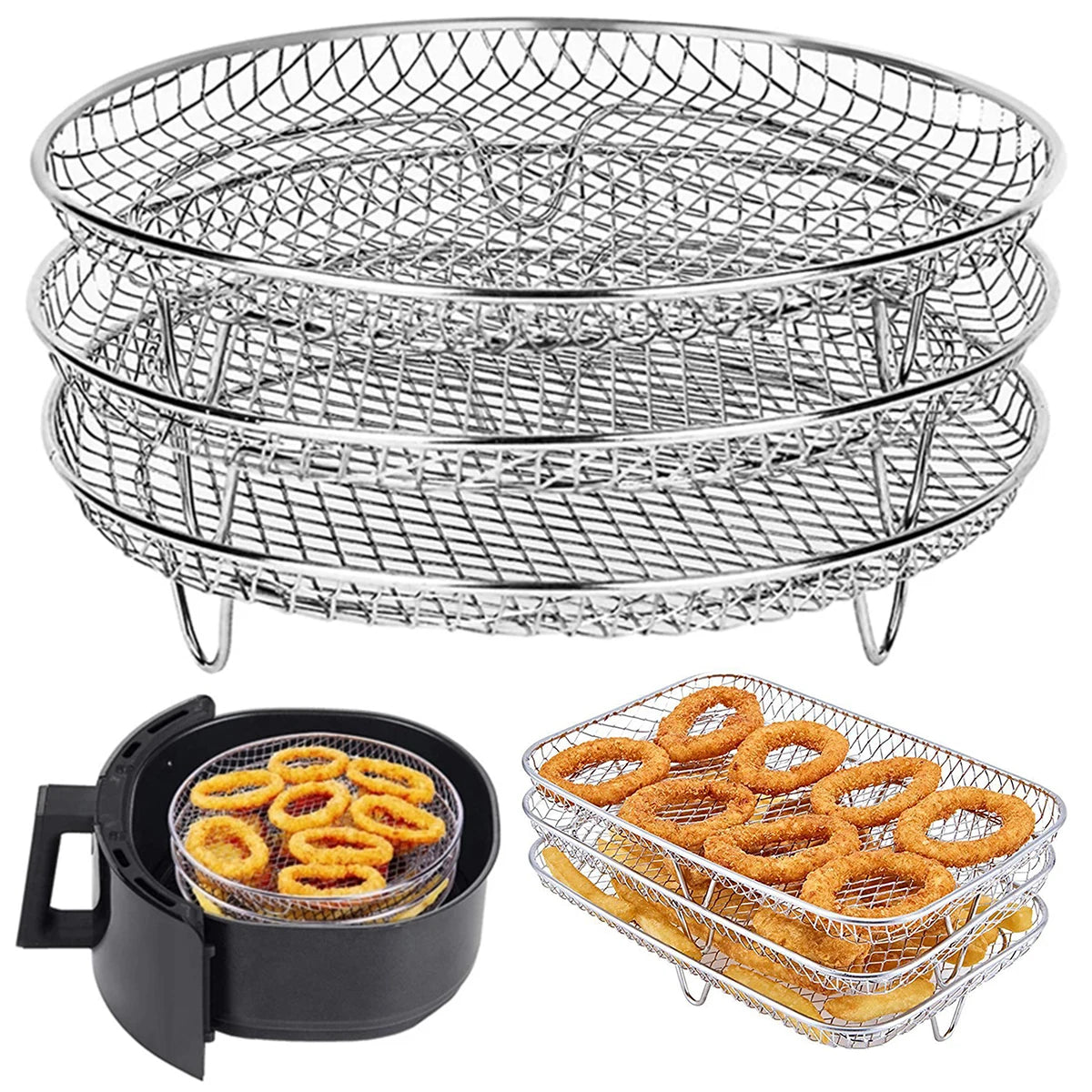 3 Tier Air Fryer Rack Dehydrator Rack Cookware Steamer