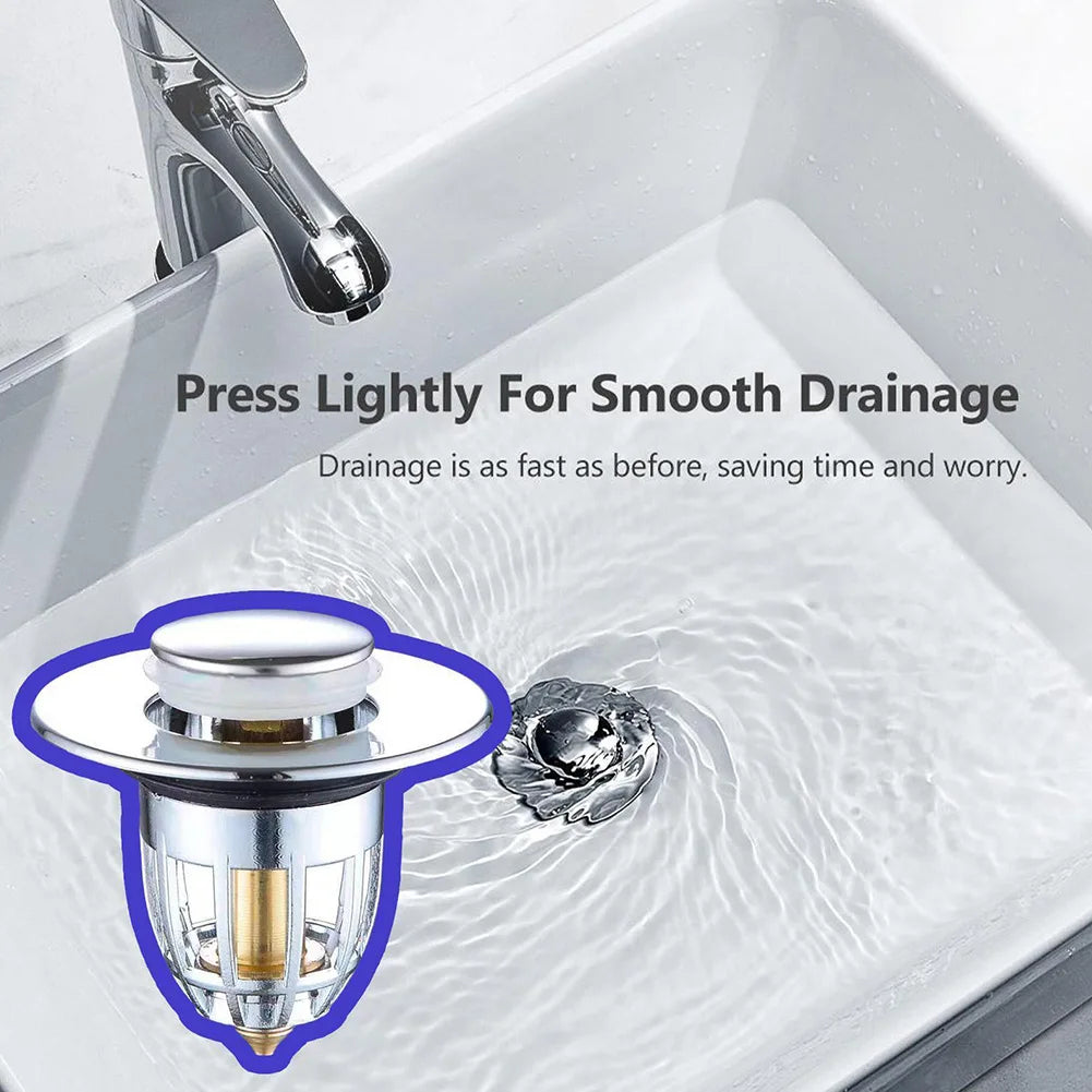 Press Bounce Basin Pop-up Drain Filter Bathroom Shower Sink