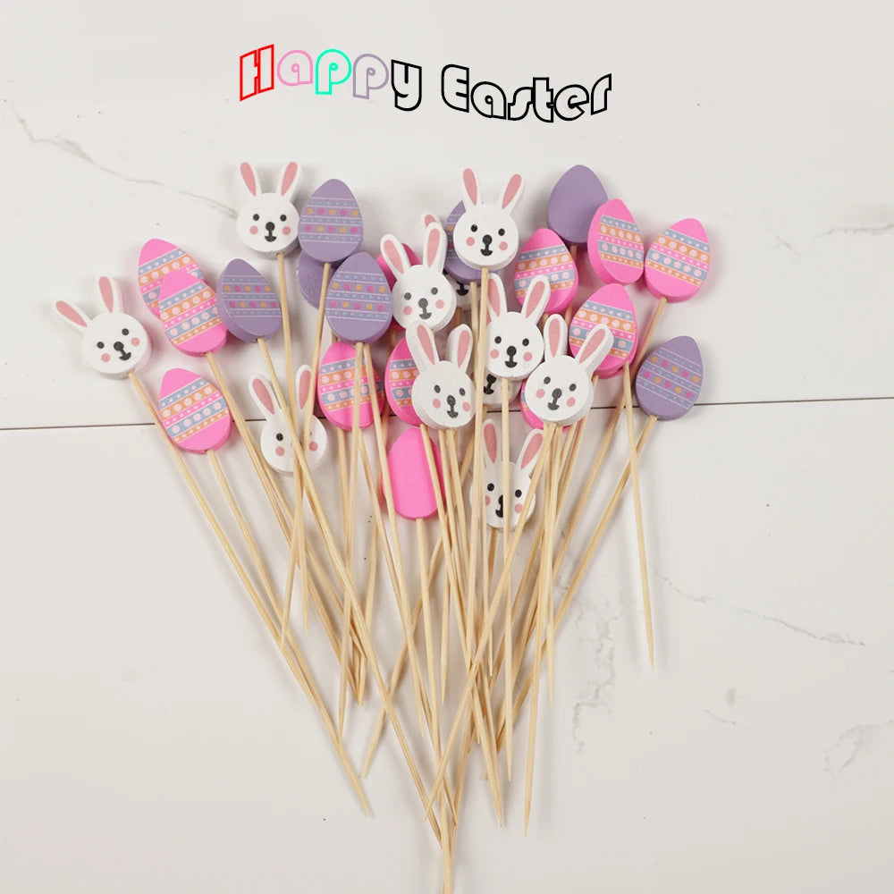 50/100Pcs Easter Disposable Bamboo Skewer