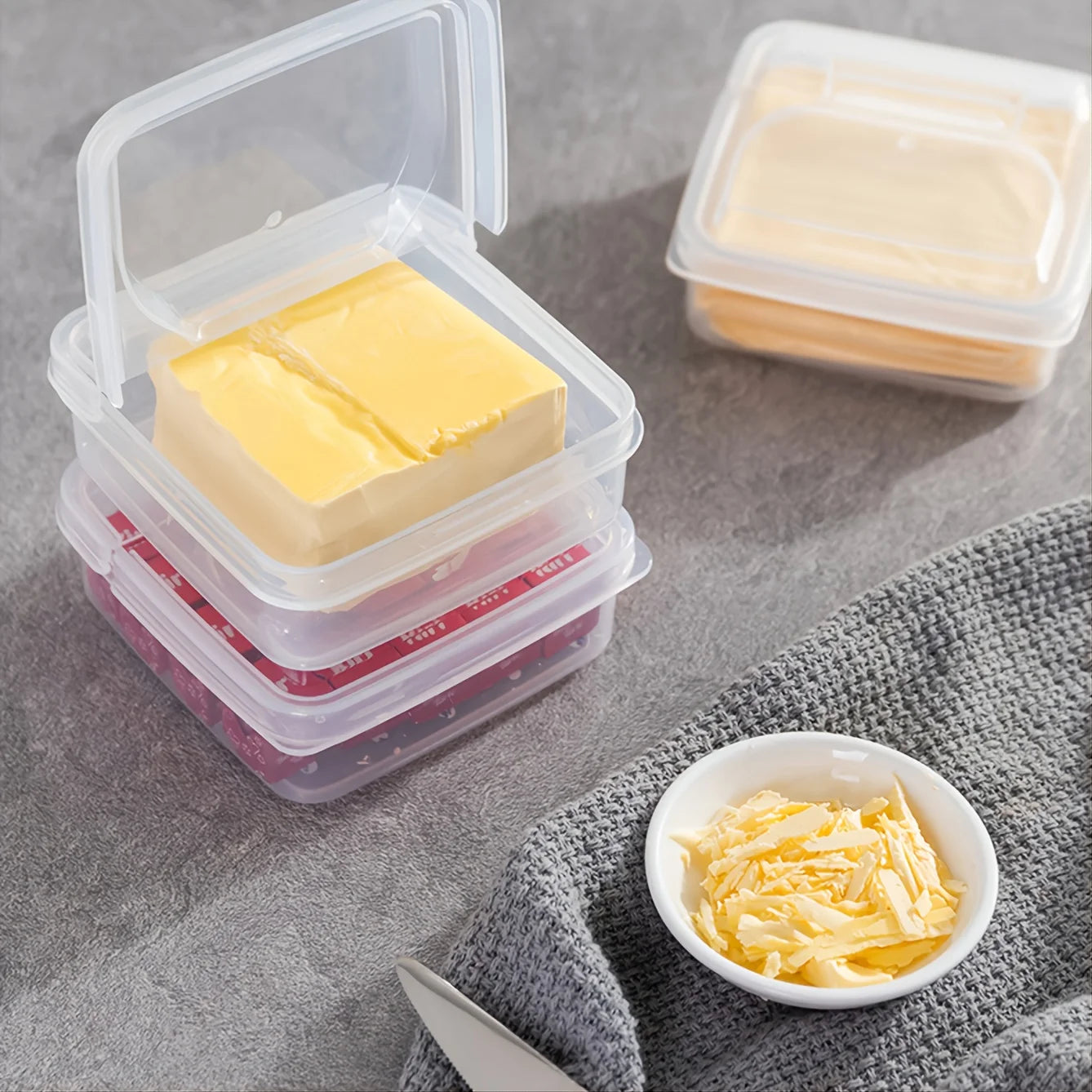 1pc Plastic Refrigerator Storage Cheese Box,