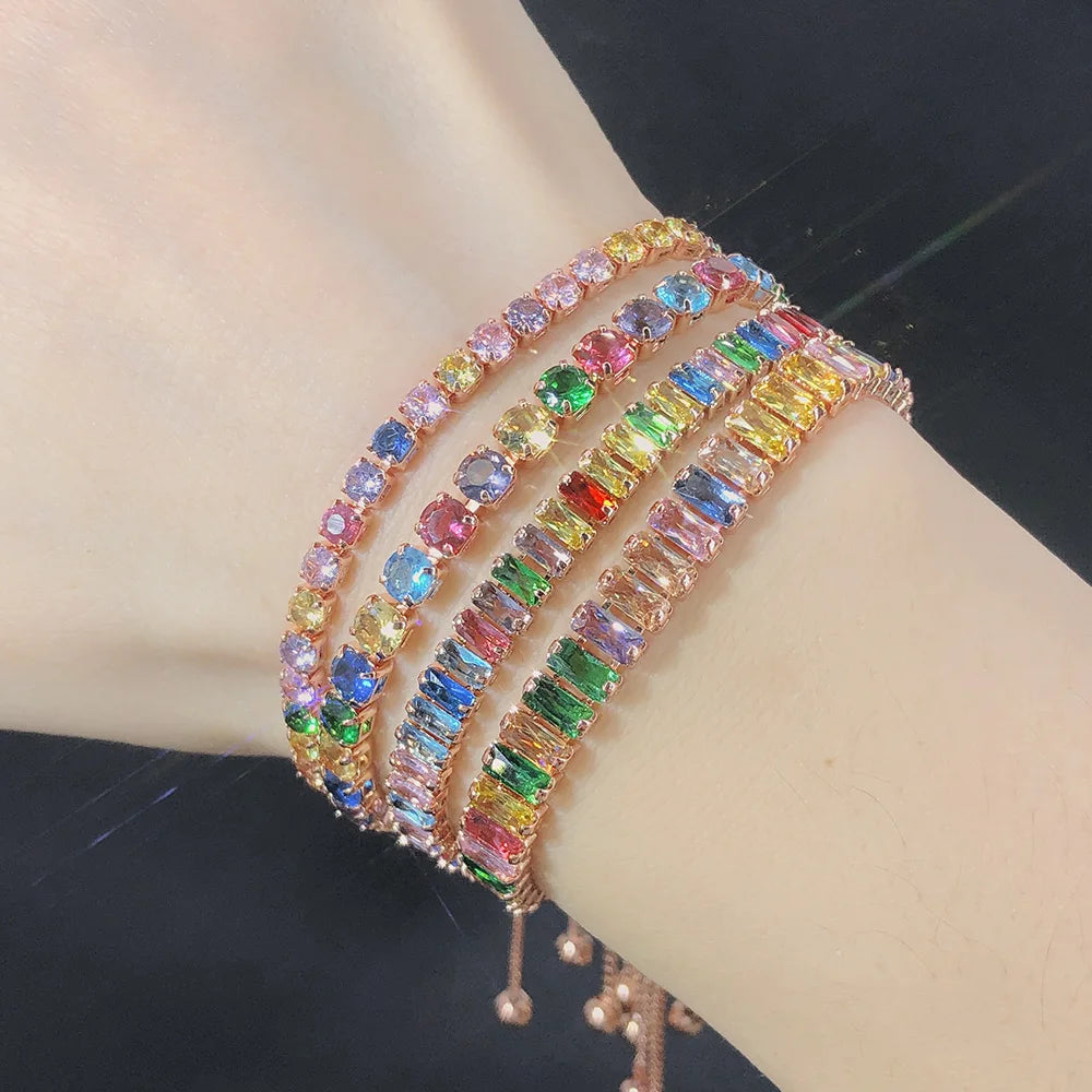 Adjustable Multicolor Tennis Bracelets