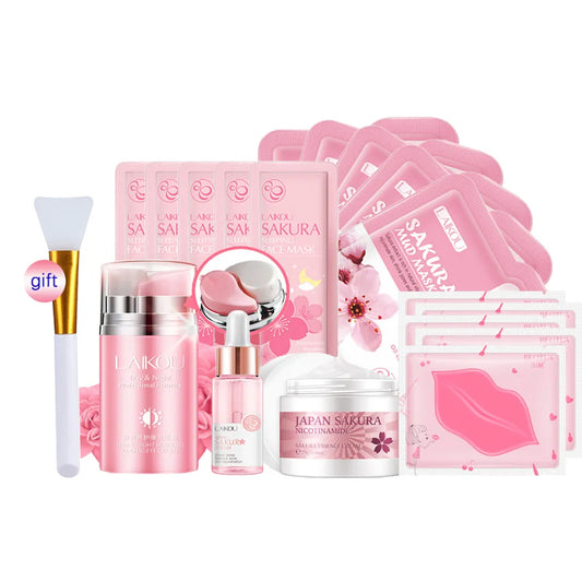 Skincare Product Sakura Set Whitening Cream 24k Serum Skin Care Kit Face Mask