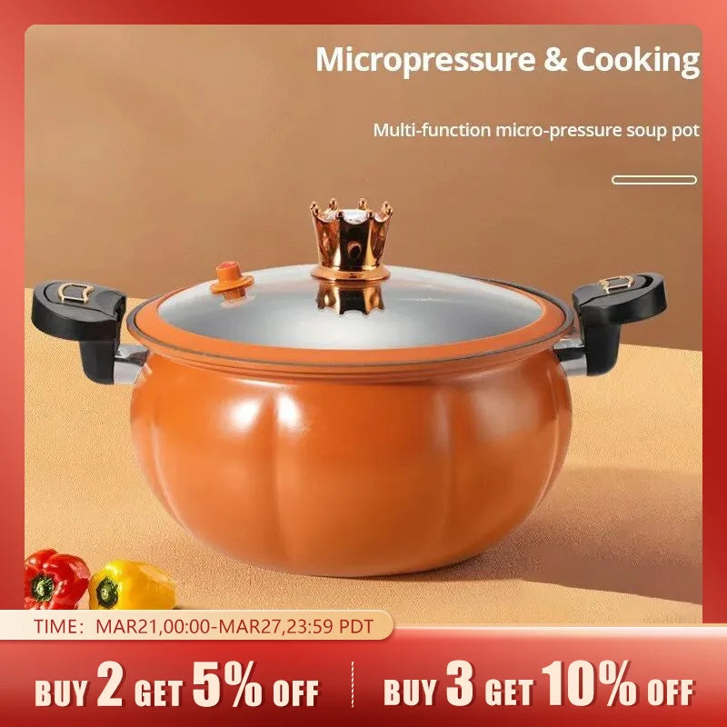 5L Orange Pumpkin Micro Pressure Pot New Home Type Soup Pot Multifunctional Non Stick Pot Gas Stove