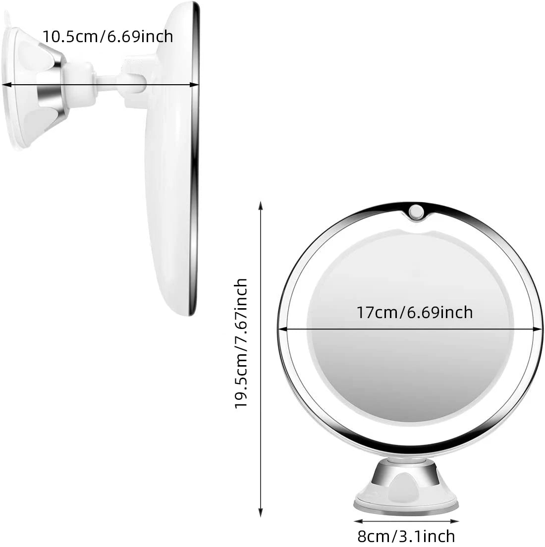 Flexible  10x Magnifying Mirror LED LightingTouch Screen