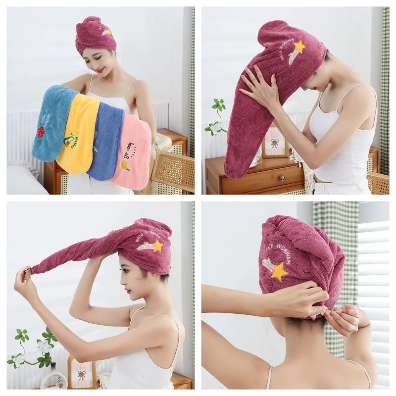 Women Soft Microfiber Towels Shower Cap