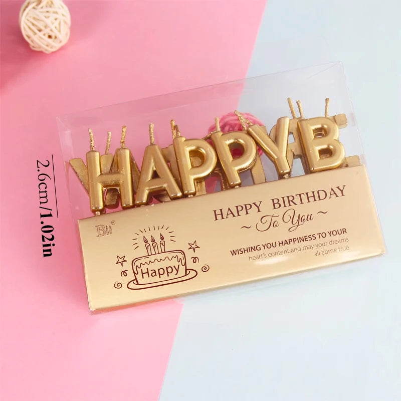 Happy Birthday Gold Letter Candle