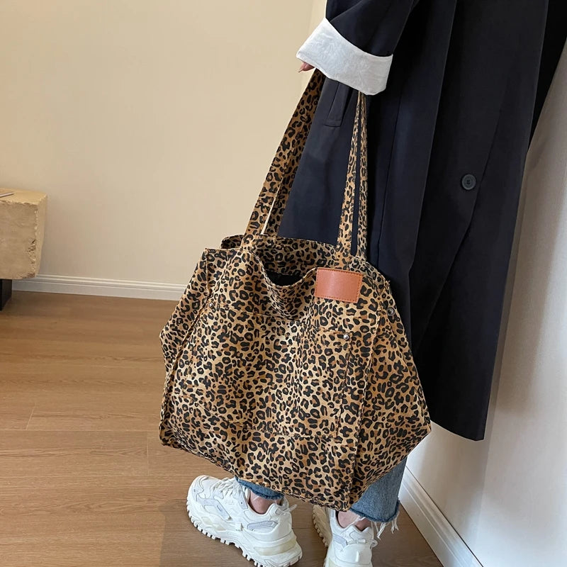 Oversized Leopard Prints Shoulder Bags