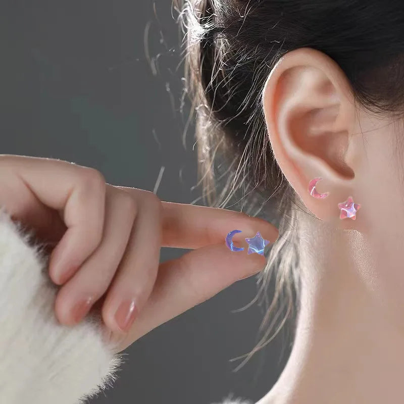 Fantastic Fairy Colorful Star Moon Stud Earrings Set