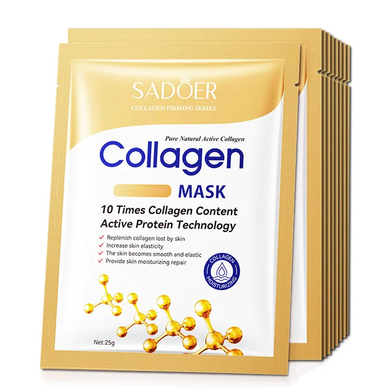 10pcs Collagen Face Mask Moisturizing Firming Hydrating Brightening skincare Face Sheet