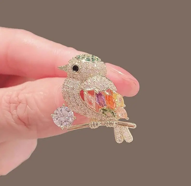 Delicate Rhinestone Bird Brooches