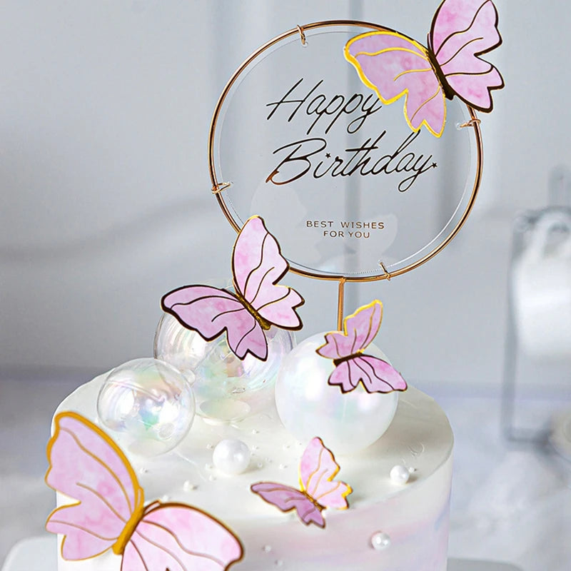 Sequin Butterfly Cake Topper For Princess Girl Birthday Party