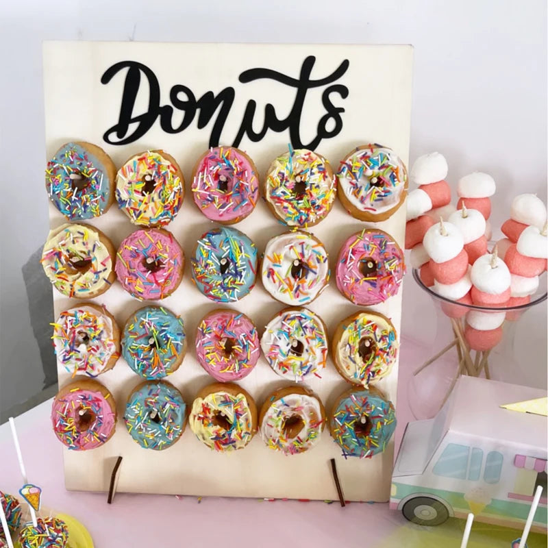 Wooden Donut Wall Rustic Wedding Decoration Table