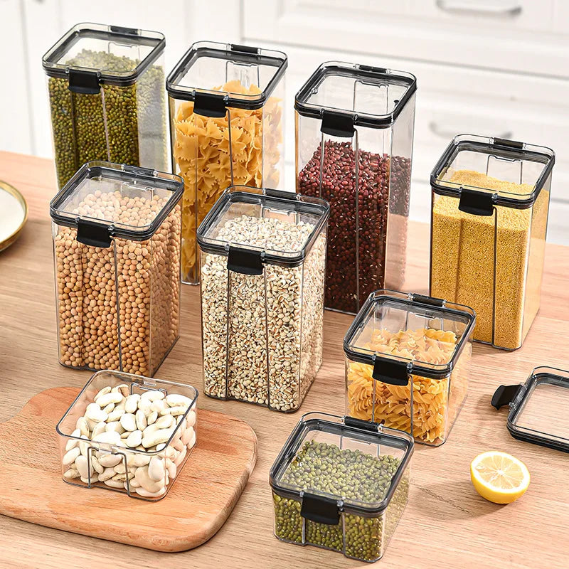 5Pcs Sealed Jars Kitchen Grain Storage Organizer