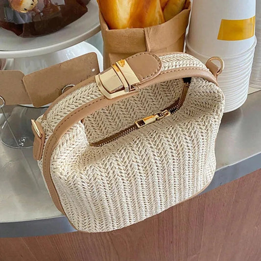 Trendy Shoulder Bag Woven Bucket Crossbody Bag