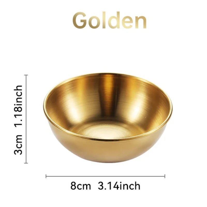 4pcs 2pcs Stainless Steel Golden Sauce Dishes Appetizer