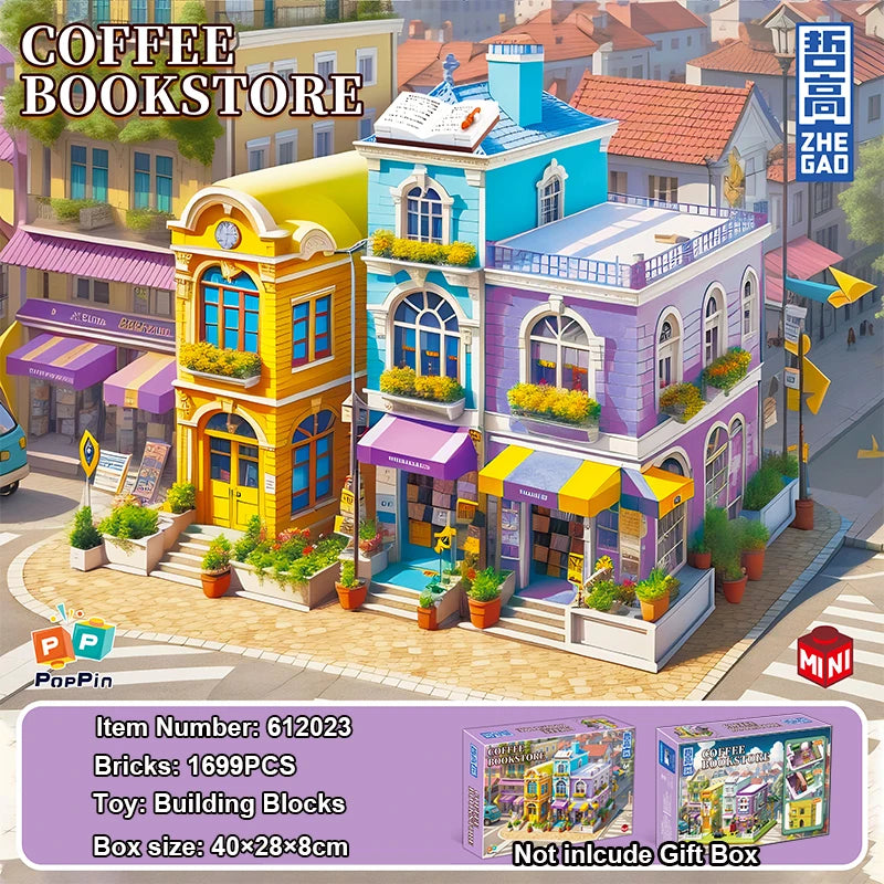 1699PCs Creative Coffee Bookstore Building Blocks