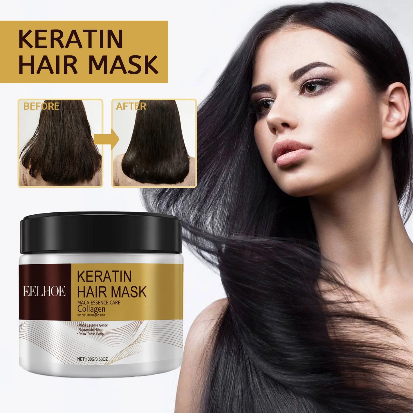 Collagen Mask for Hair Deep Moisturizing Nourish Shine Damaged Hair