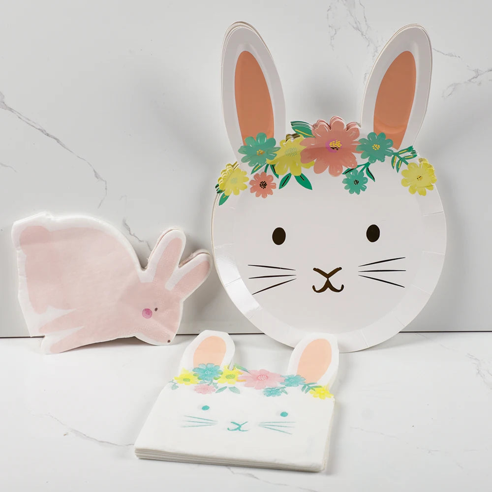 Cute Bunny Rabbit Gilding Disposable Paper Plates Tableware