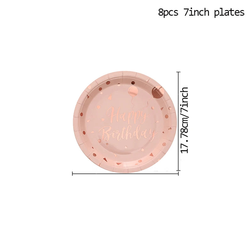 78pcs Rose Gold Party Disposable Tableware Set