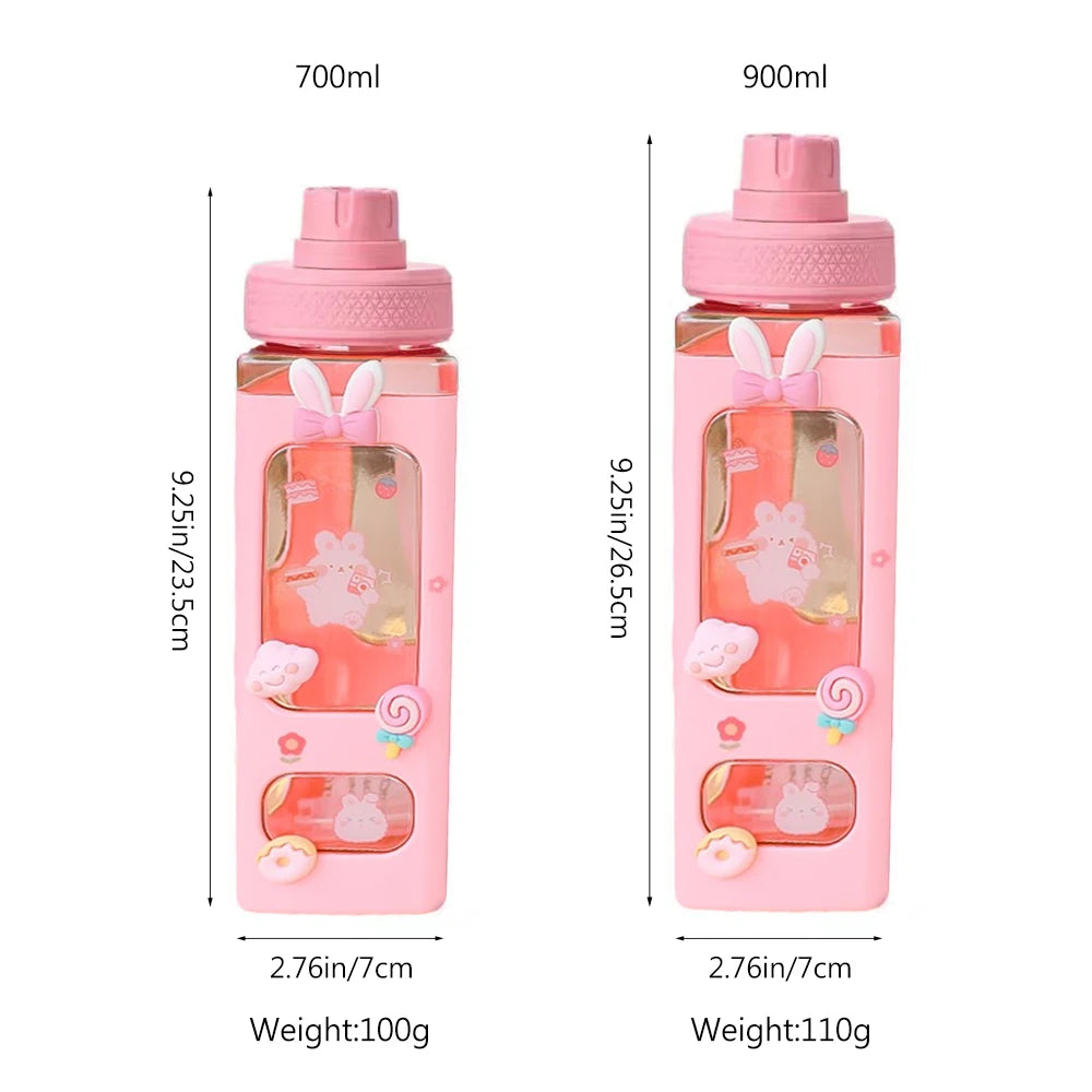 700/900Ml Kawaii Water Bottle With Straw