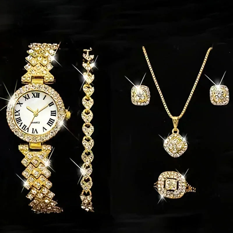 Luxury 5 Pcs Crystal  Watch set