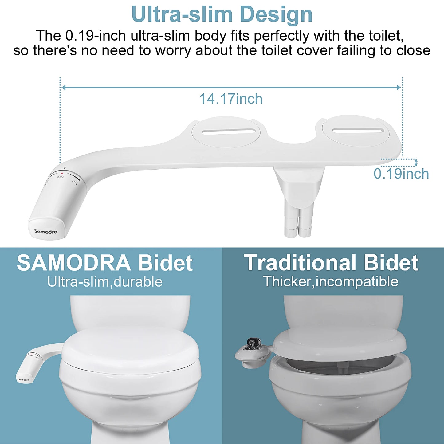 Bidet Attachment Ultra-Slim Toilet Seat Attachment