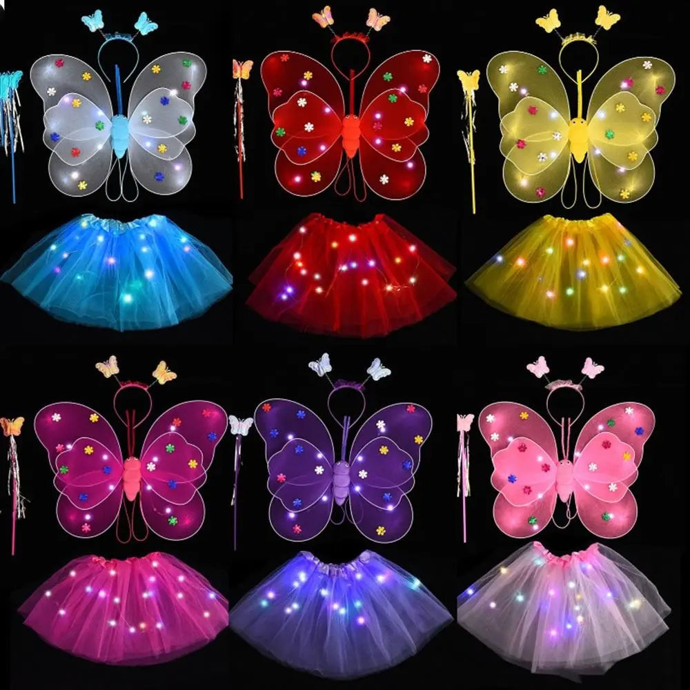 cute  Girls Costume Skirts Angel Luminous Wings