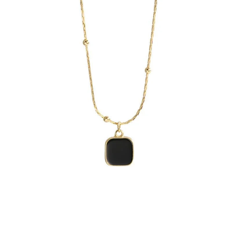 Stainless Steel Necklaces Black Exquisite Minimalist Square  Chains