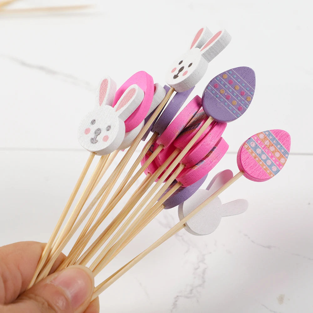 50/100Pcs Easter Disposable Bamboo Skewer