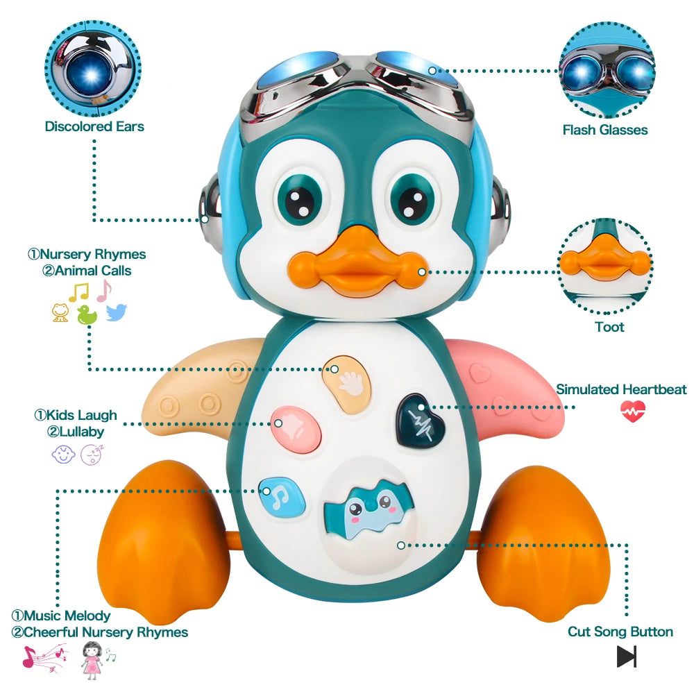 cute Baby Crawling Toys Musical Penguin