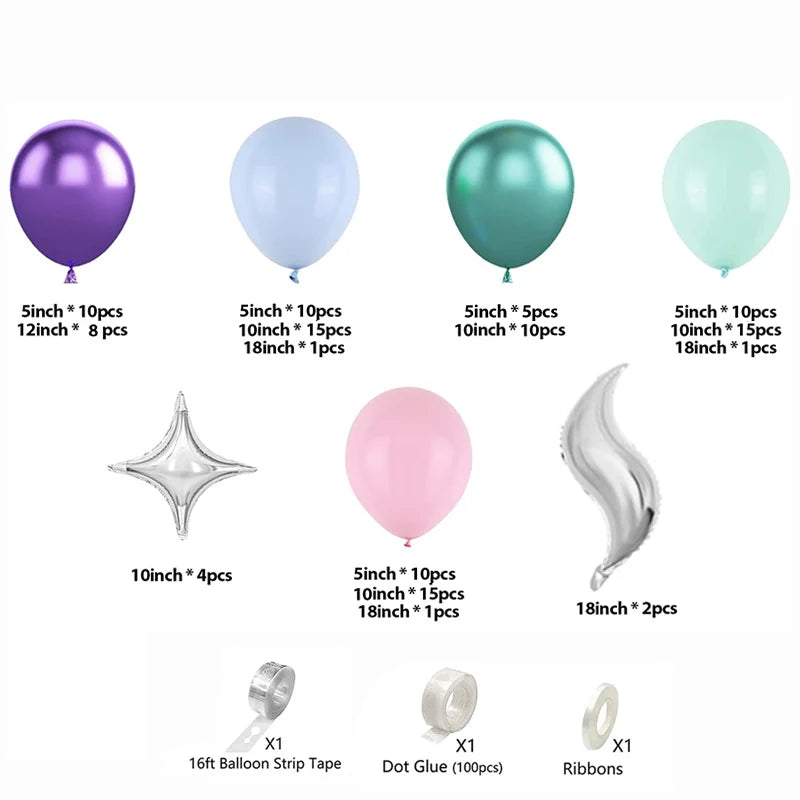 Macaron Purple Green Blue Latex Balloons