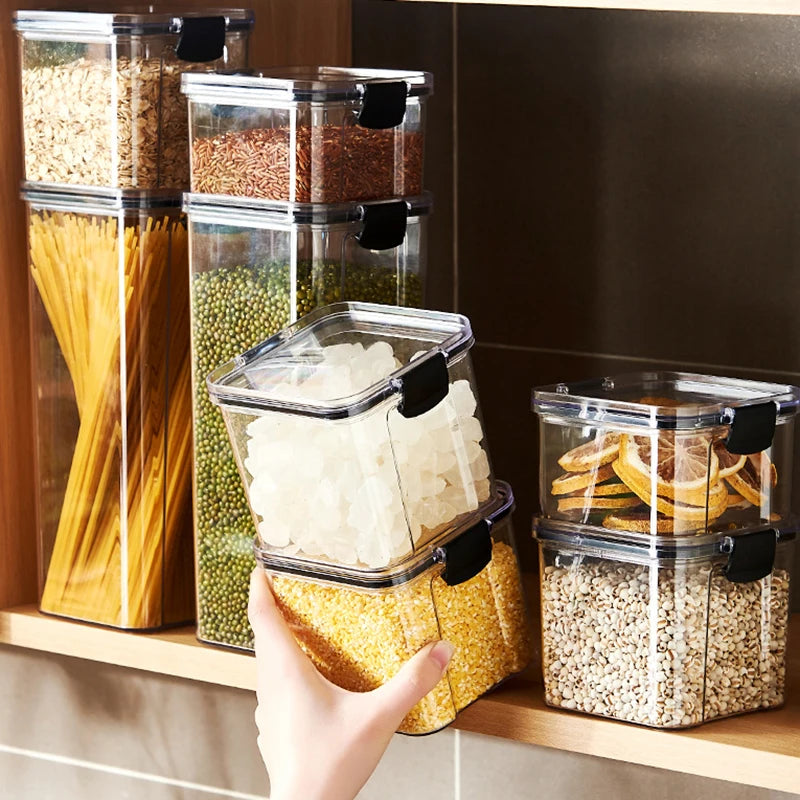 5Pcs Sealed Jars Kitchen Grain Storage Organizer