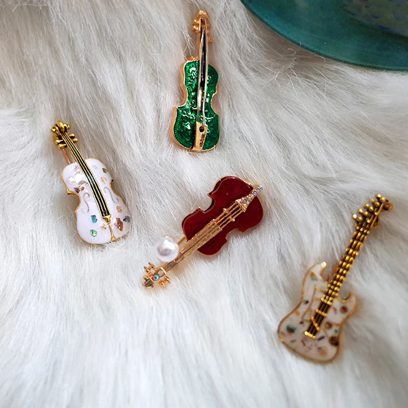 Fashion Musical Instruments  Guitar Violin  Brooch Pin