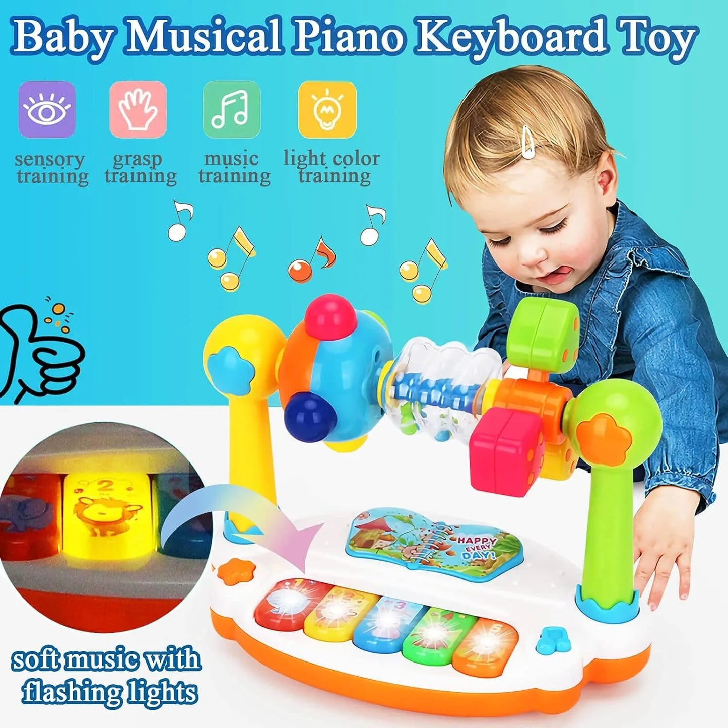 Baby Piano Toys Kids Rotating Music Piano Keyboard