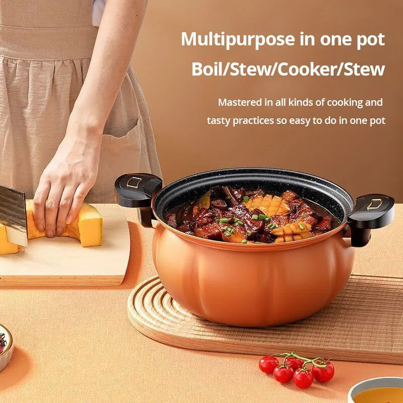 5L Orange Pumpkin Micro Pressure Pot New Home Type Soup Pot Multifunctional Non Stick Pot Gas Stove