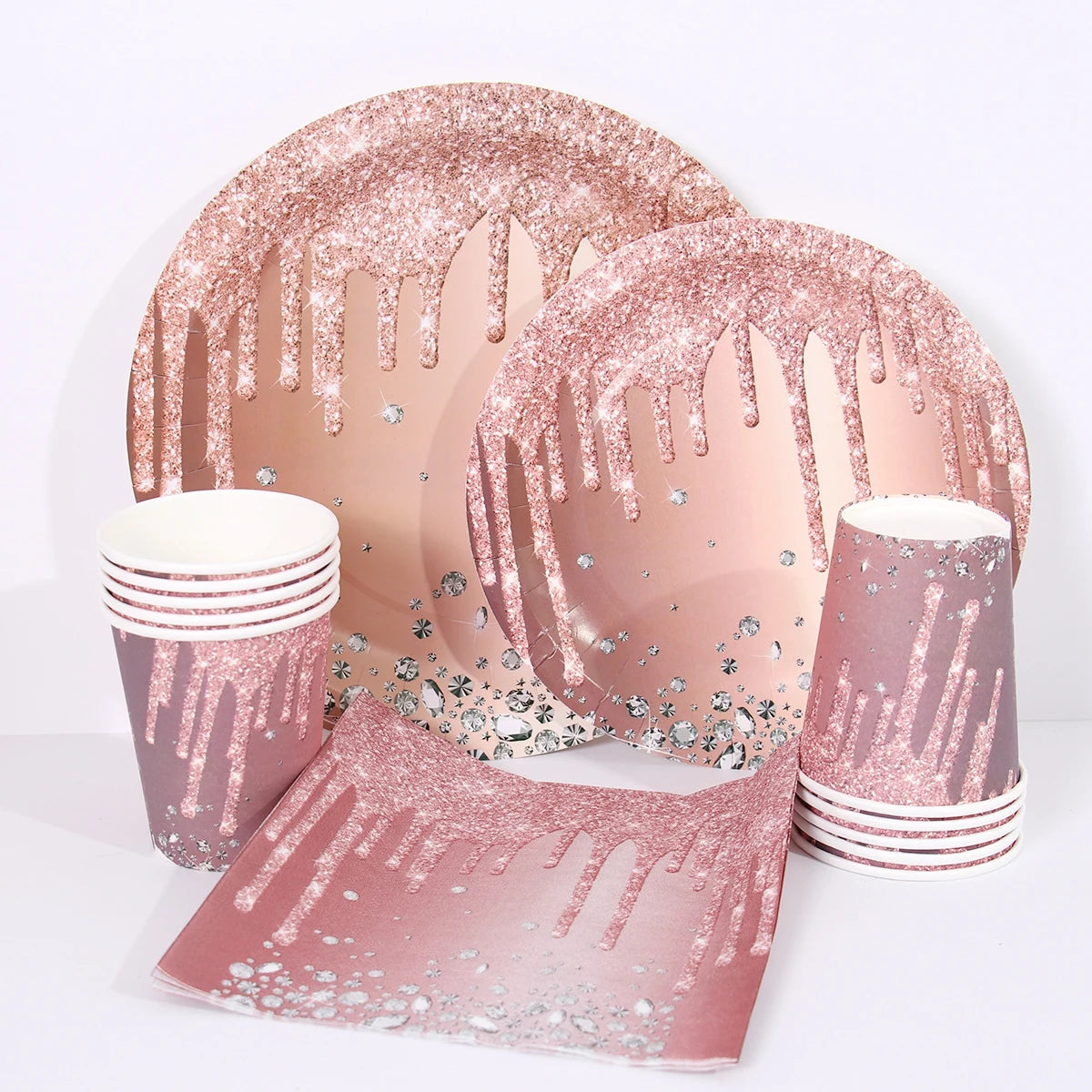 Rose Gold Disposable Tableware Wedding Birthday Party Decoration