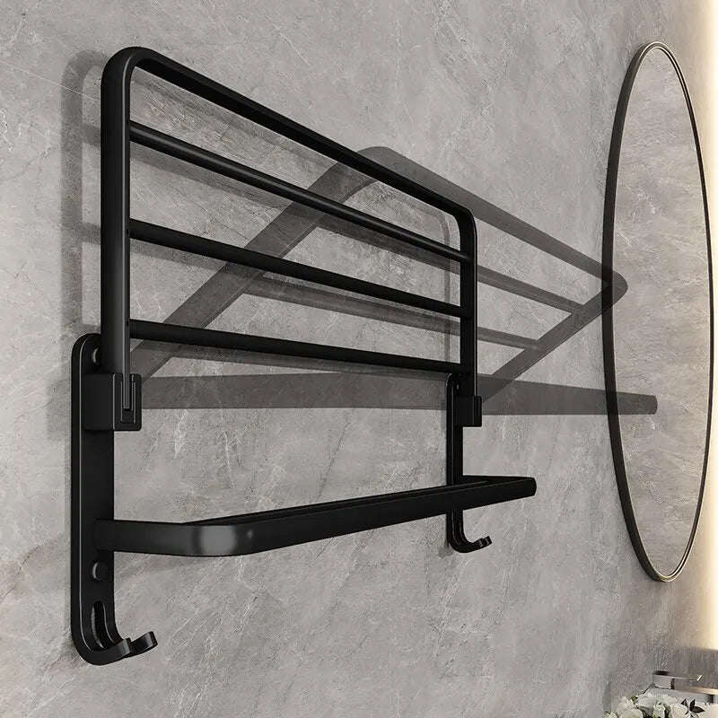 Matte Black 50CM Folding Holder With Hook Towel Holder