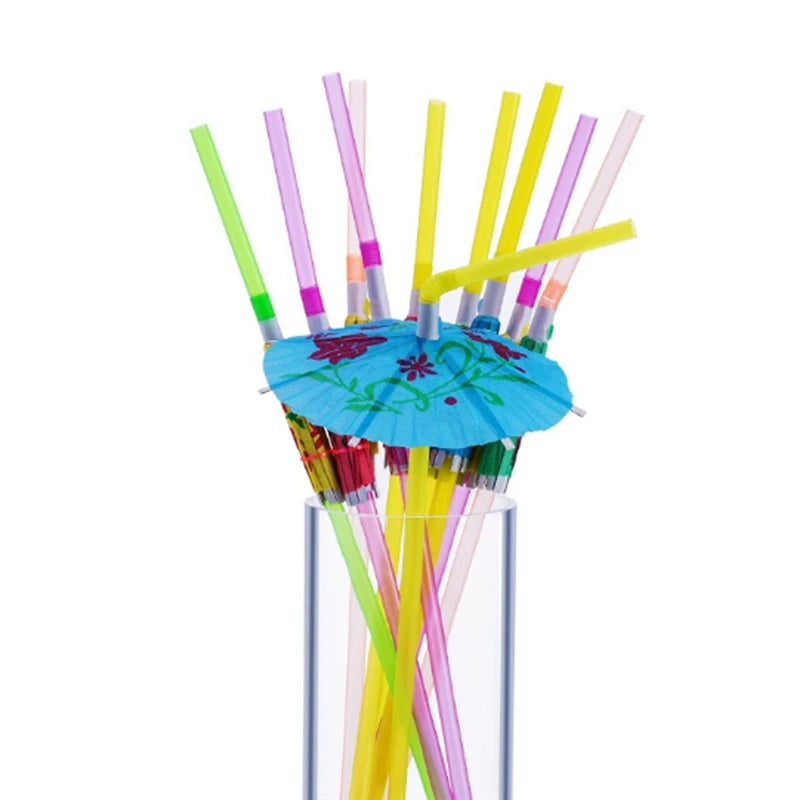 50pcs Tropical Umbrella  Cocktail Straws Birthday Party Decor