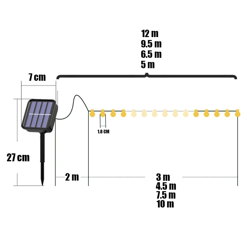 100 LED Solar Light Outdoor IP65 Waterproof String Fairy Lamps 10M