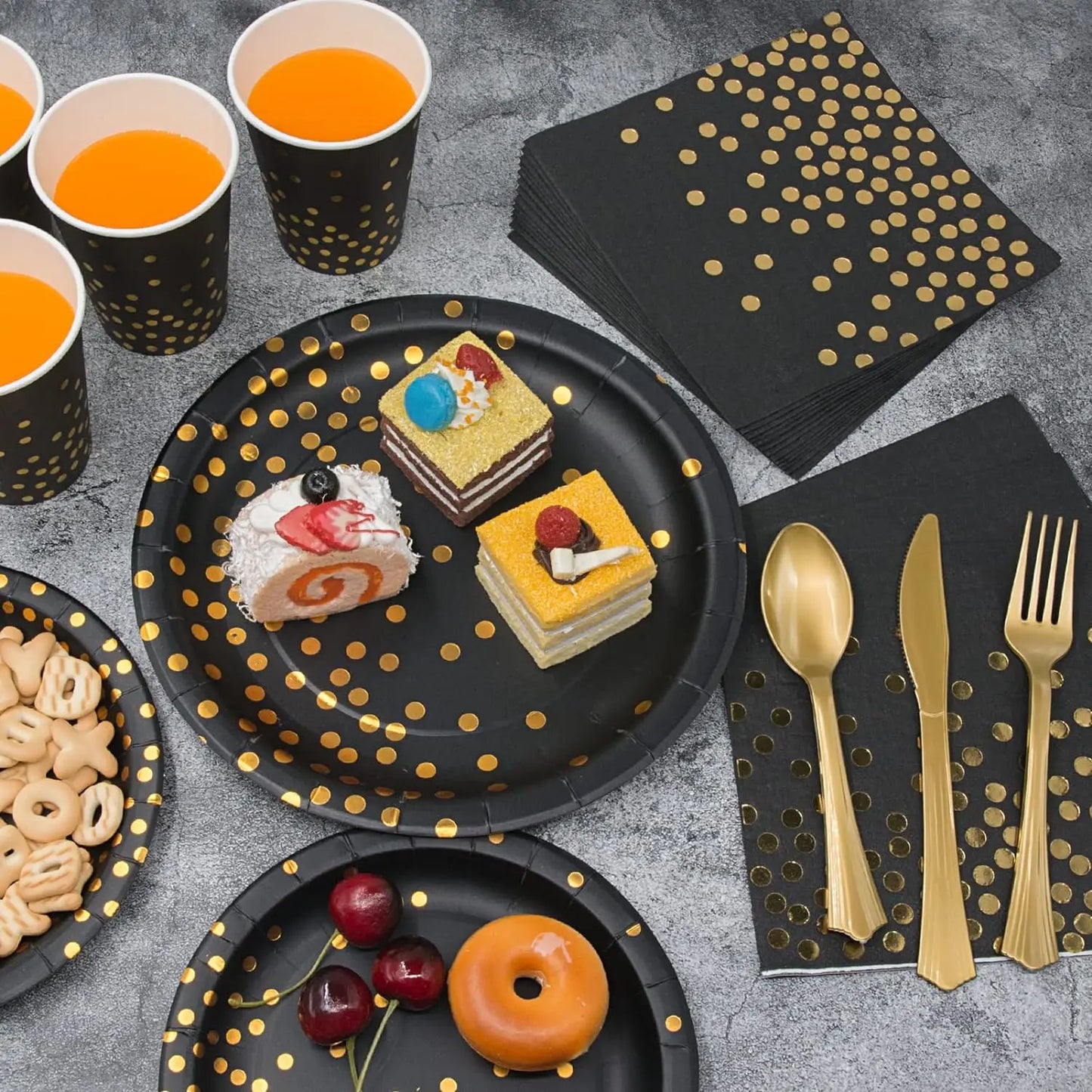 Black and Gold Party Supplies Tableware