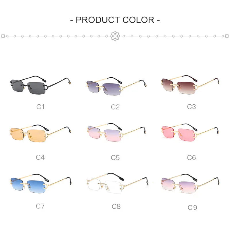 Gold Frame Rimless Sunglasses