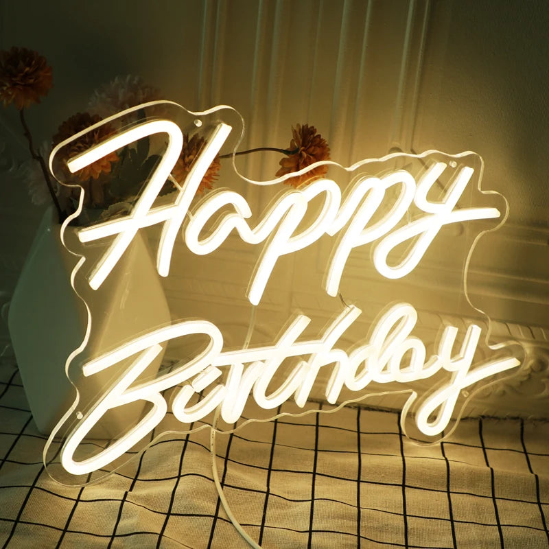 Happy Birthday LED Neon Sign Indoor Wall Lights