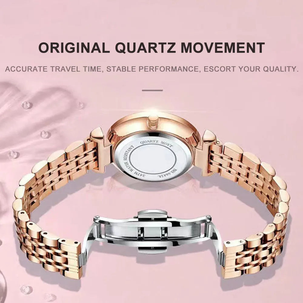 Woman Wristwatch Elegant Waterproof Stainless Steel Watch