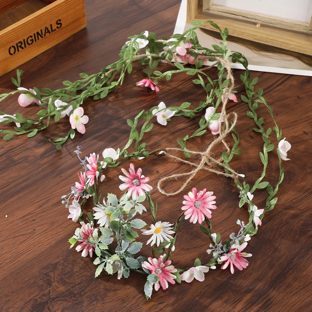 Bohemian Rattan Flower Vines Crown Headband