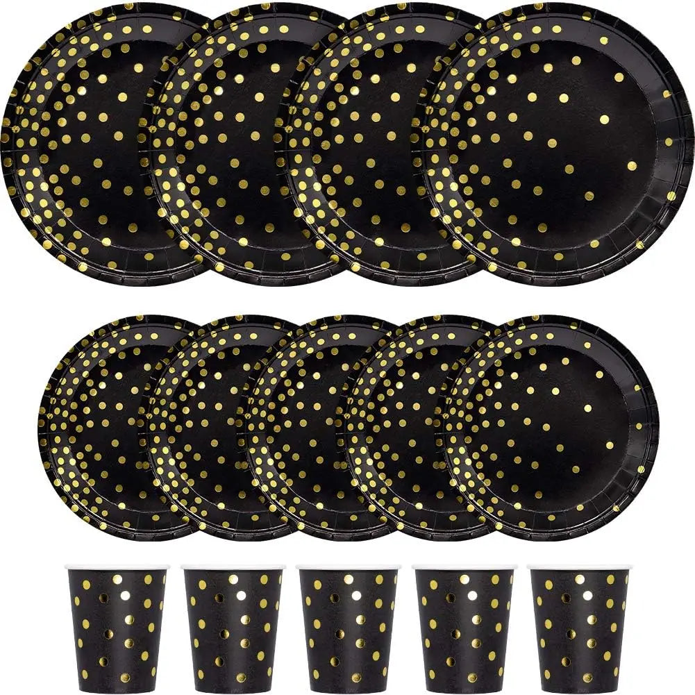 Black and Gold Party Supplies Tableware