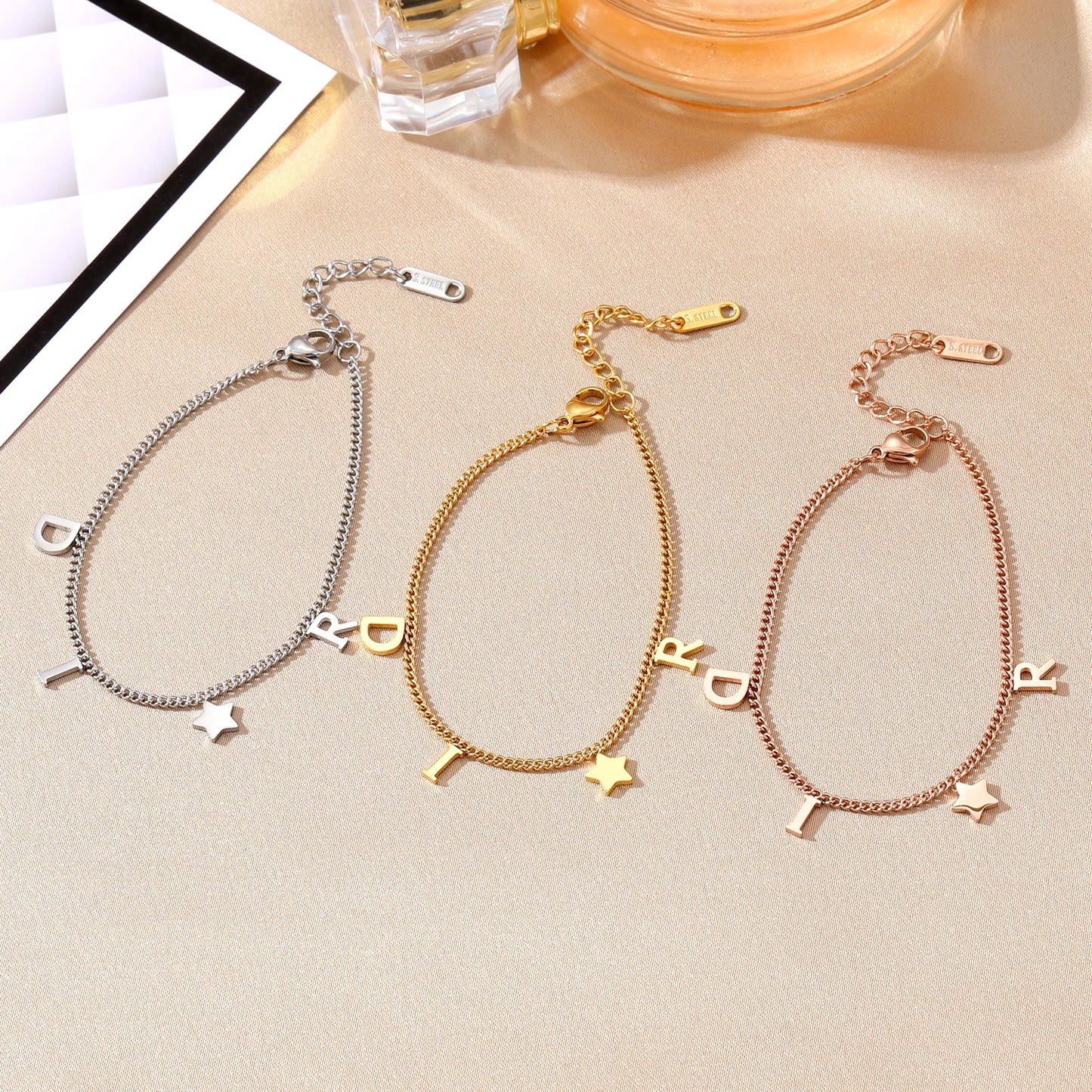 Star Pendant Bracelet Woman Simple Vintage Stainless Steel Bracelet