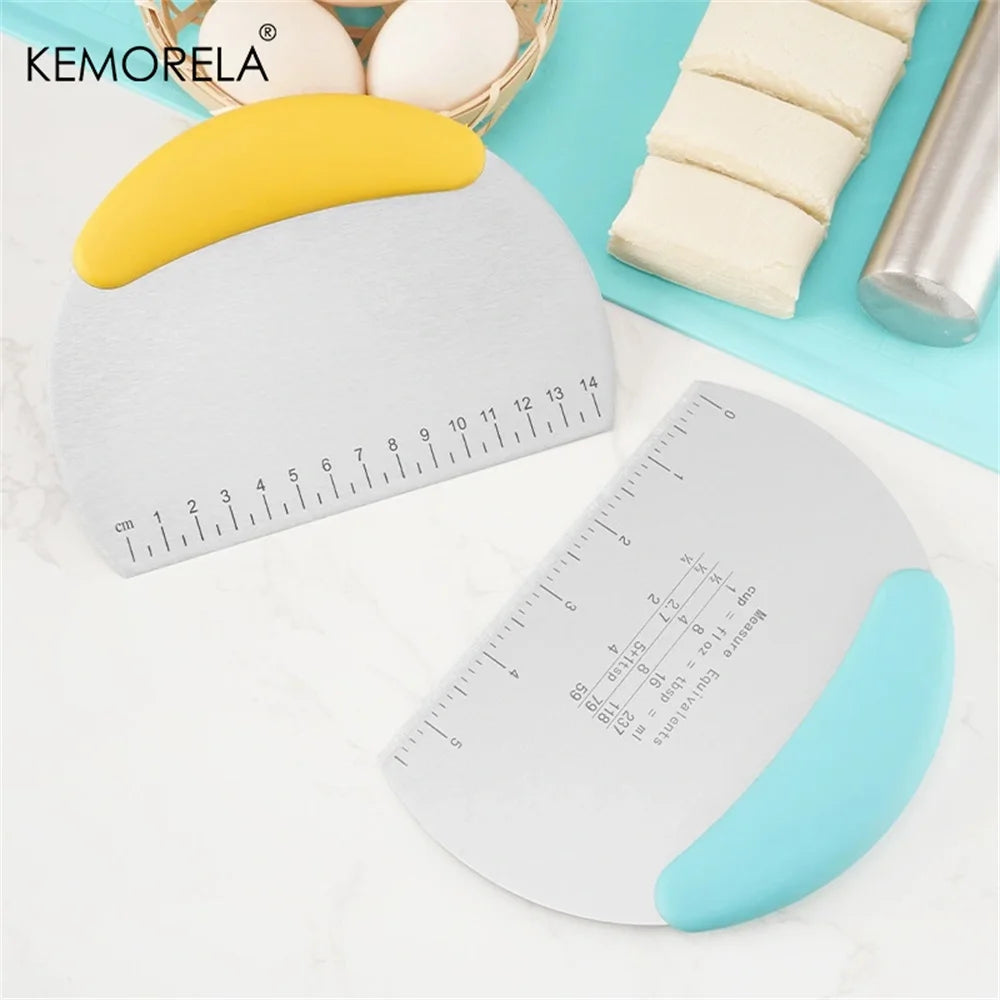 Kitchen Baking Tools Half Round Scraper Dough Bread Cutting Stainless Steel