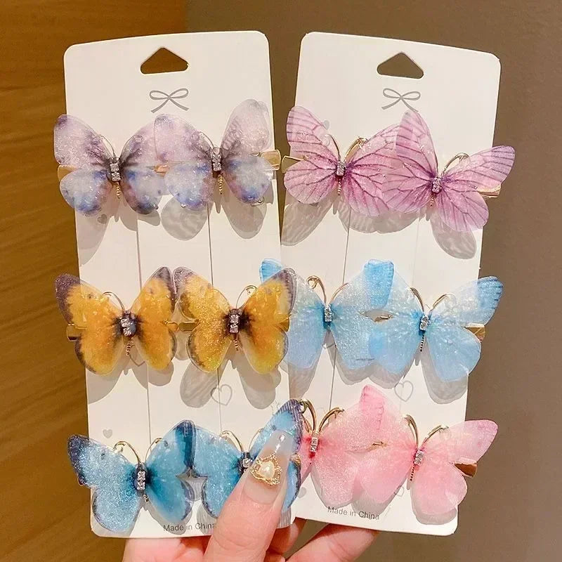 2/6Pcs Colorful Butterfly Hairpins Girl Hair Clips