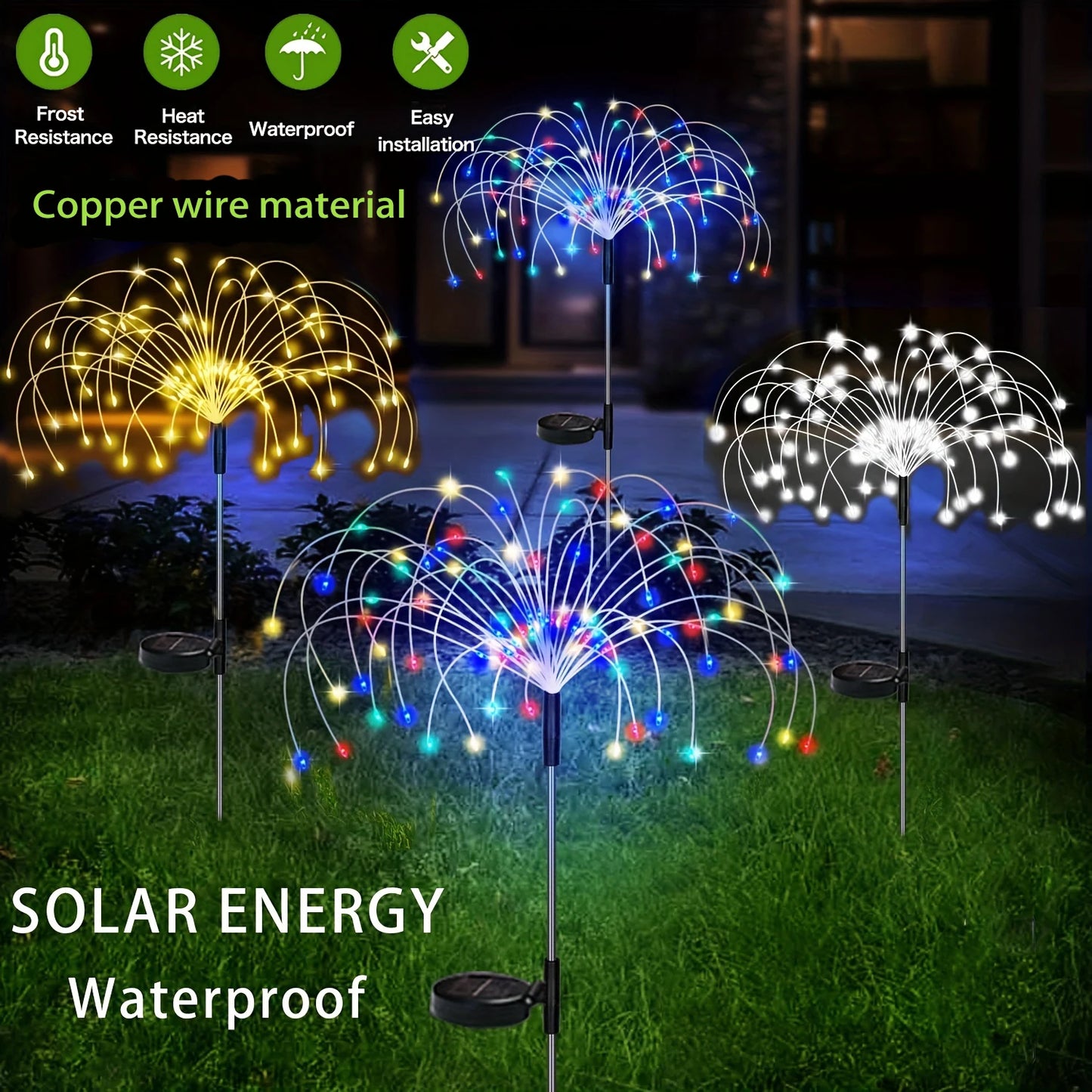 1 Packs Solar Fairy Lights,Waterproof Outdoor Firework Lights