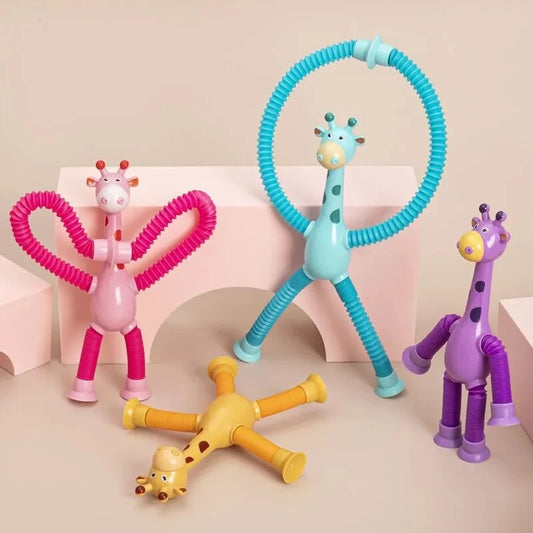 Pop Tubes Stress Relief Telescopic Giraffe Fidget Sensory Bellows Anti-stress Squeeze Toy